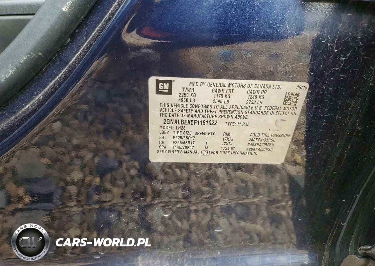 2015 Chevrolet Equinox Lt VIN:2GNALBEK5F1181022 - 13