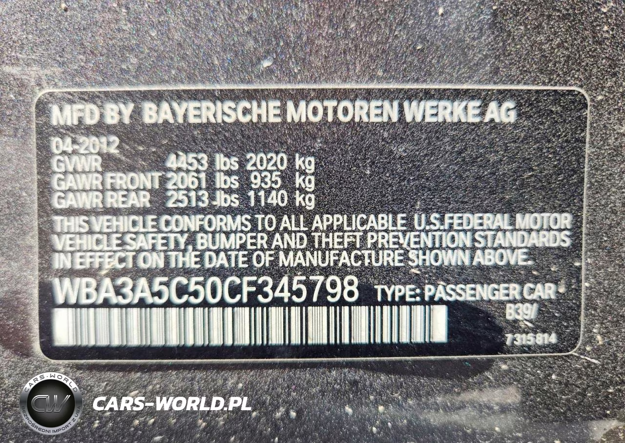 2012 BMW 328 I VIN:WBA3A5C50CF345798 - 13