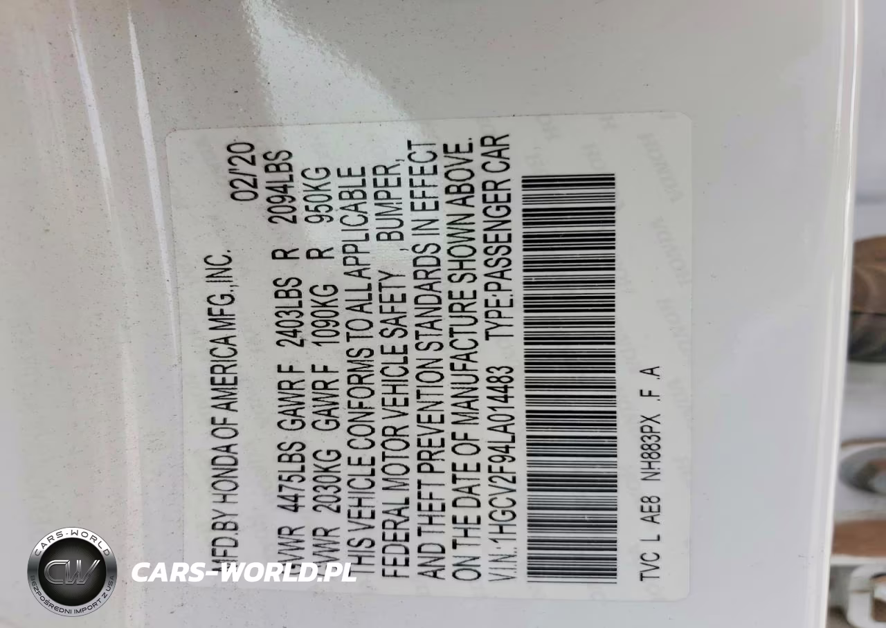 2020 Honda Accord VIN:1HGCV2F94LA014483 - 12