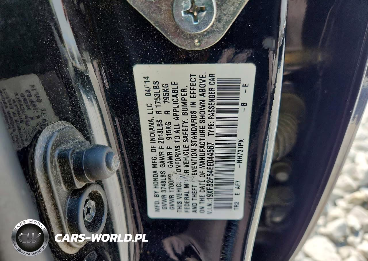 2014 Honda Civic Lx VIN:19XFB2F54EE044567 - 12