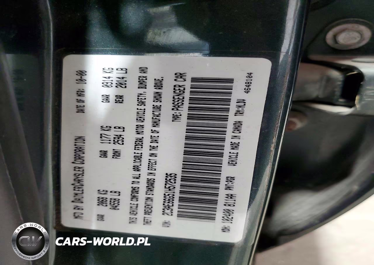 2001 Chrysler 300M VIN:2C3AE66G51H572535 - 12