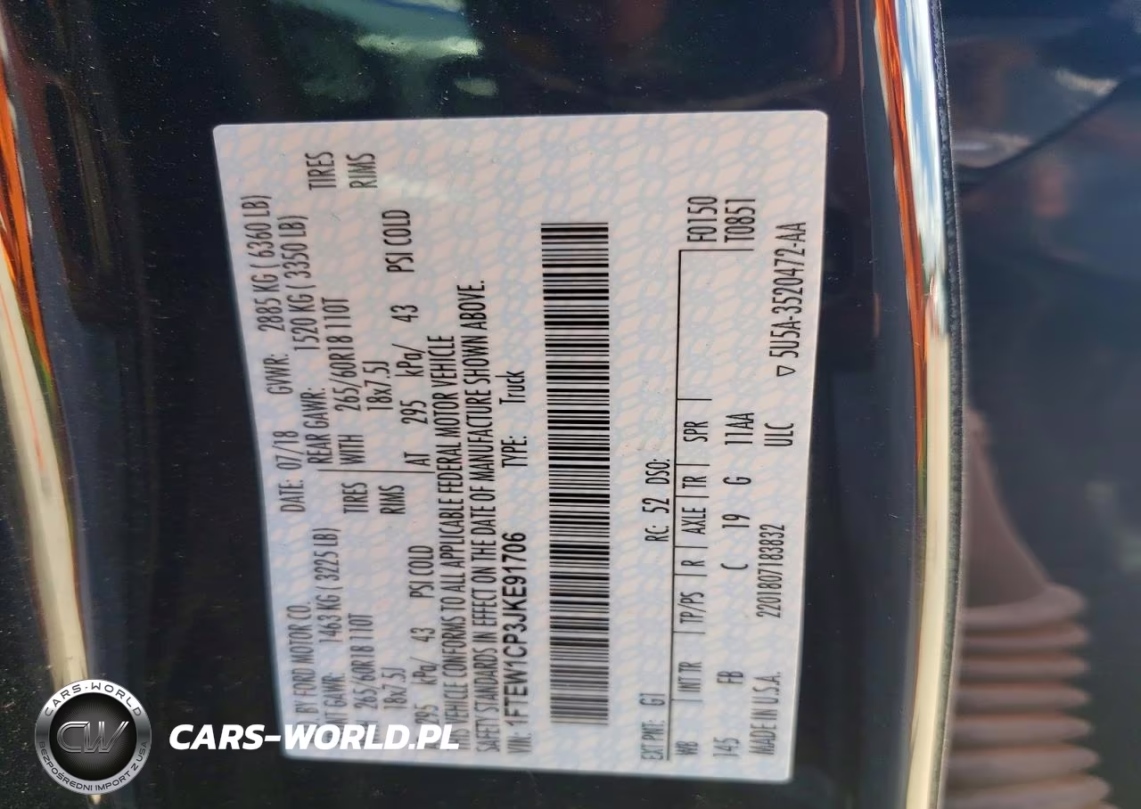 2018 Ford F150 Supercrew VIN:1FTEW1CP3JKE91706 - 12