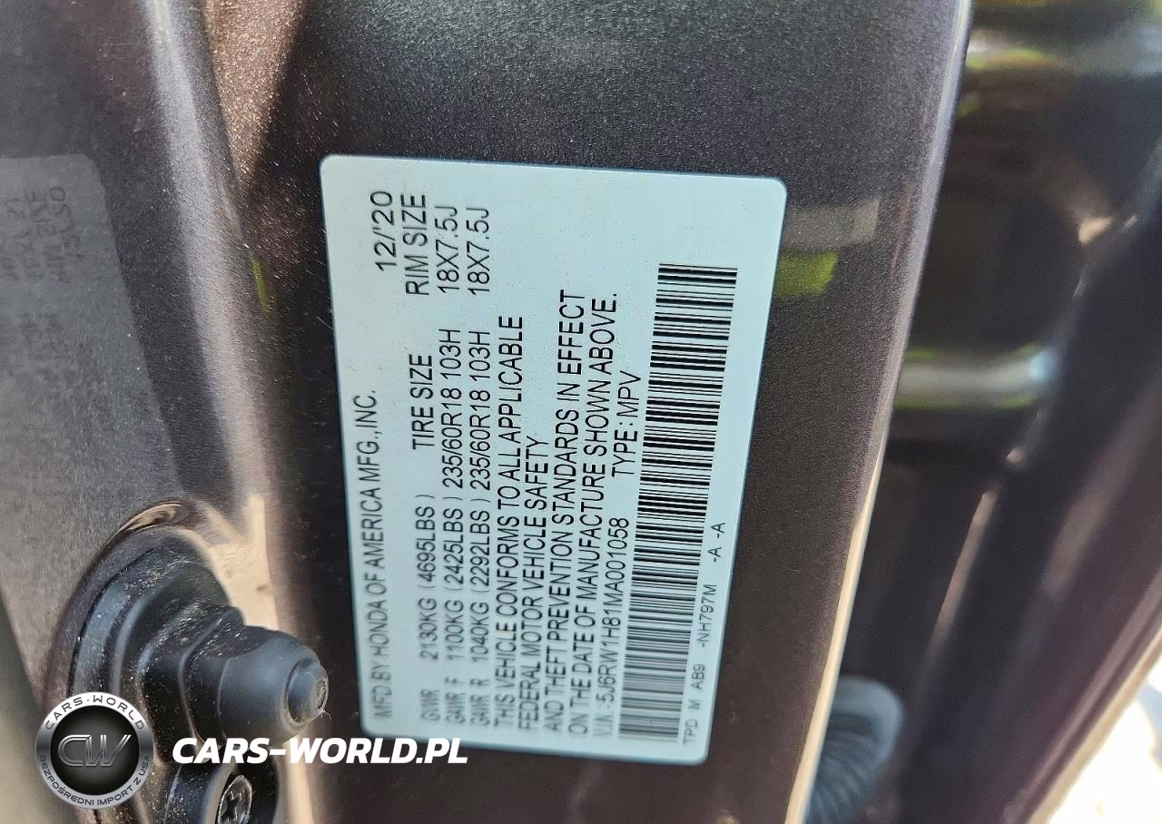 2021 Honda Cr-V Exl VIN:5J6RW1H81MA001058 - 13