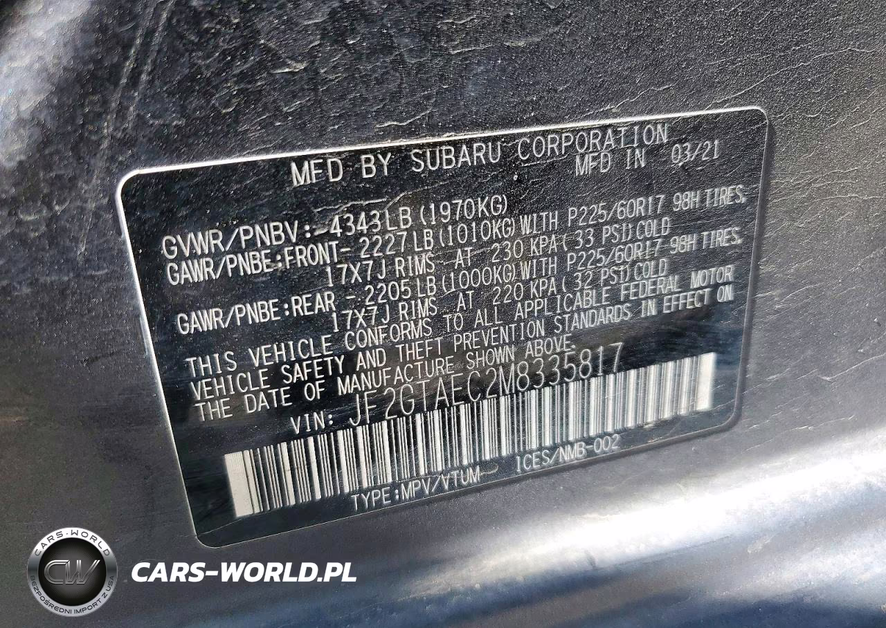 2021 Subaru Crosstrek Premium VIN:JF2GTAEC2M8335817 - 13