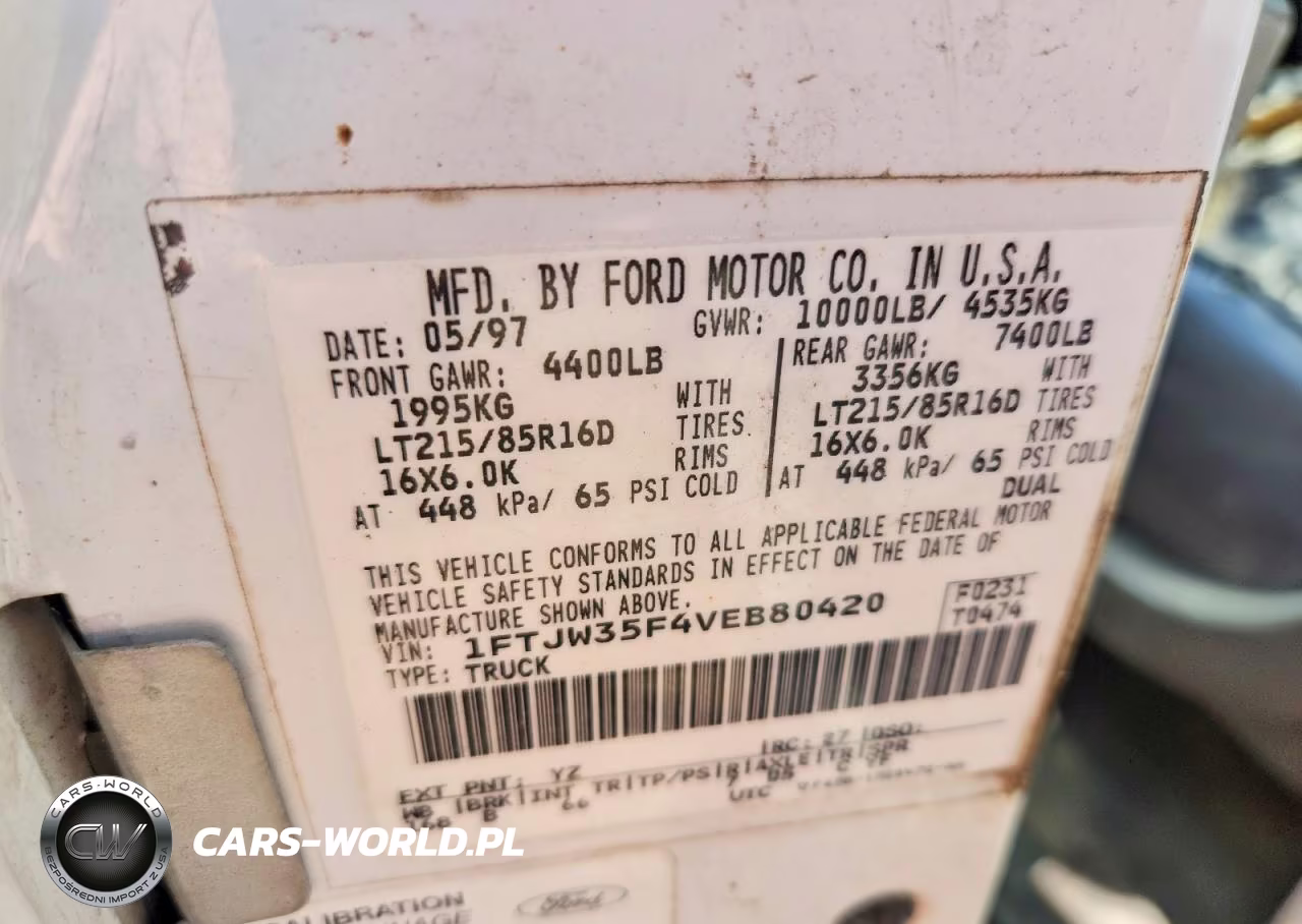 1997 Ford F350 VIN:1FTJW35F4VEB80420 - 13