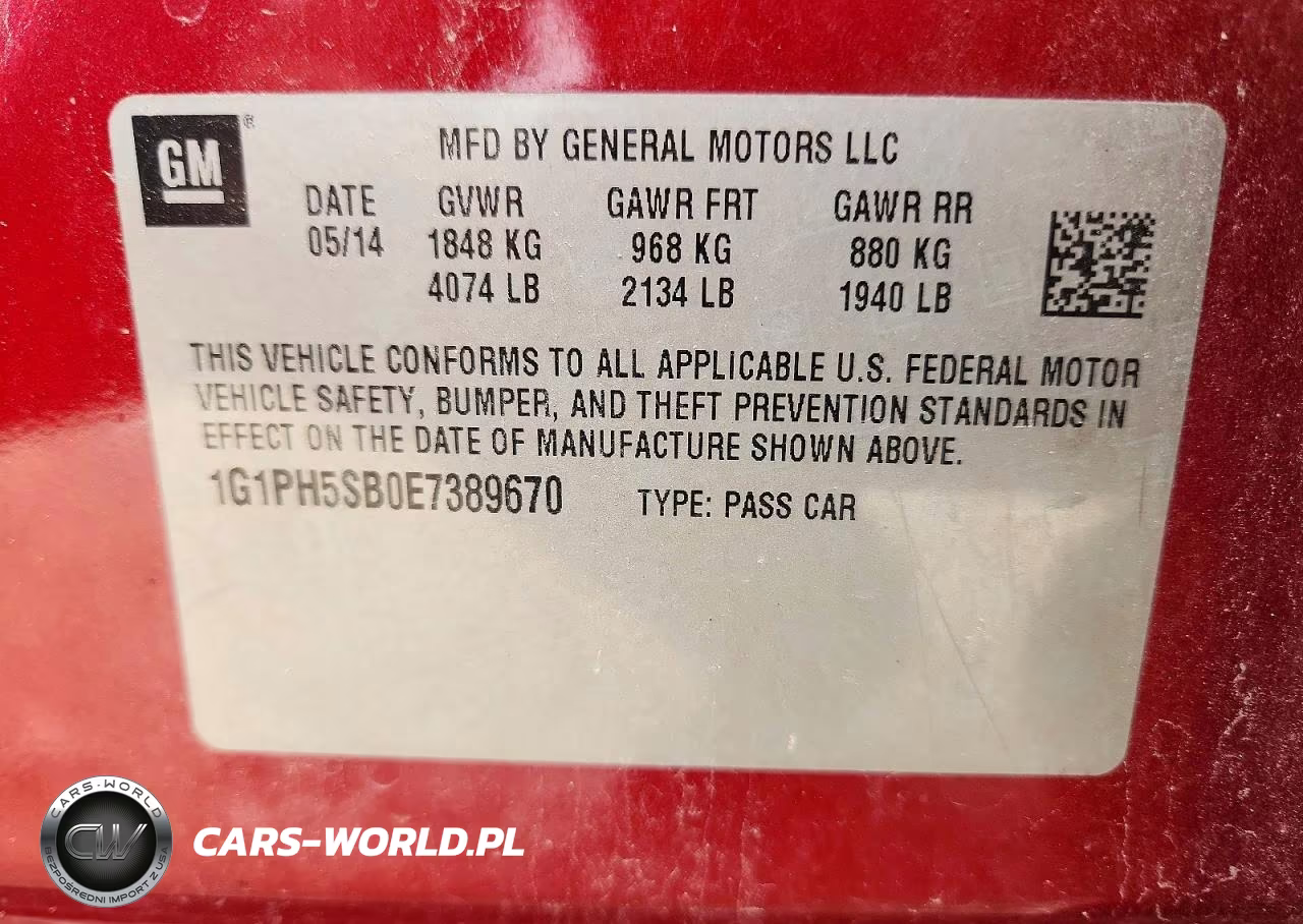 2014 Chevrolet Cruze Eco VIN:1G1PH5SB0E7389670 - 13