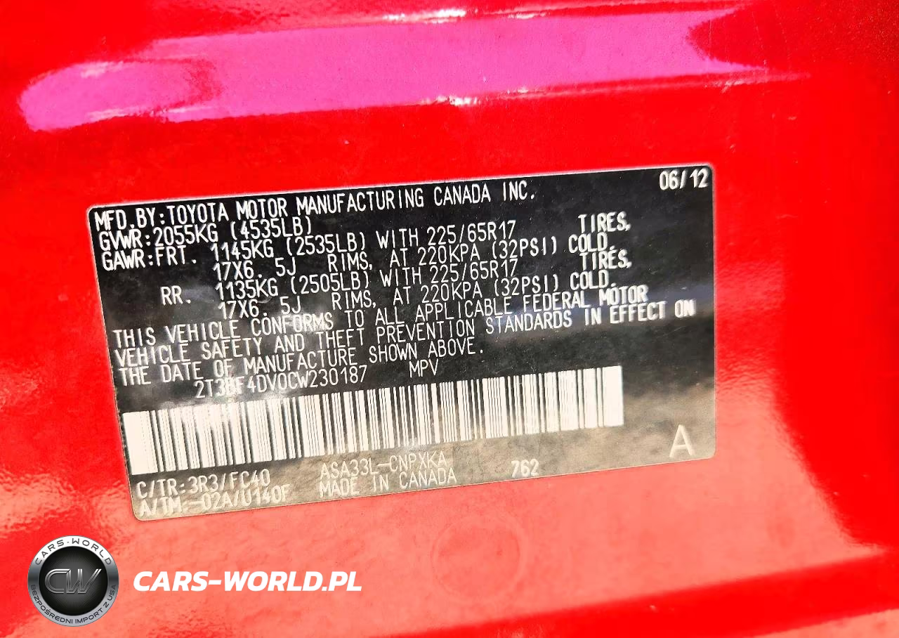 2012 Toyota Rav4 Base VIN:2T3BF4DV0CW230187 - 13