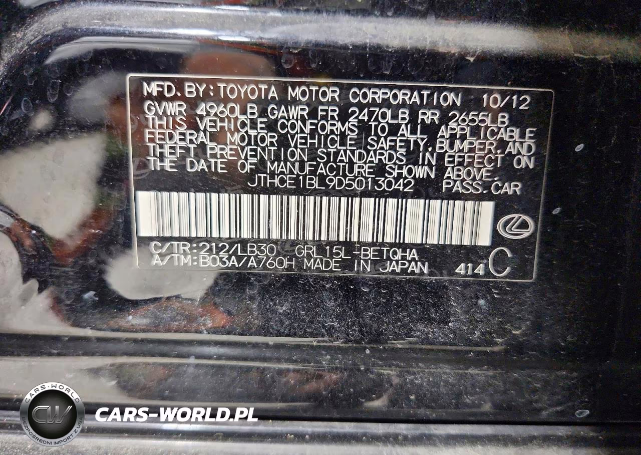 2013 Lexus Gs 350 VIN:JTHCE1BL9D5013042 - 12