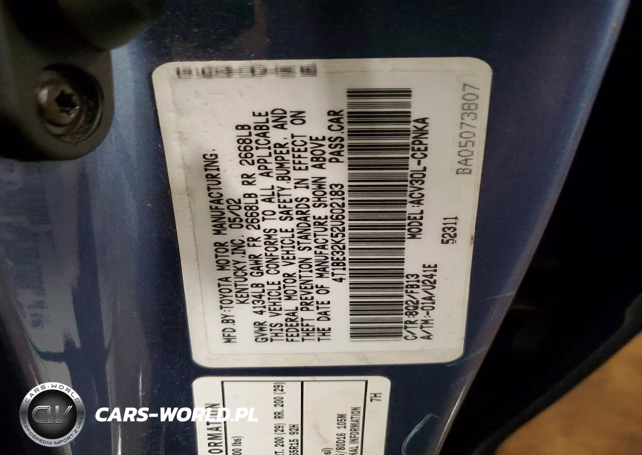 2002 Toyota Camry Le VIN:4T1BE32K52U602183 - 13