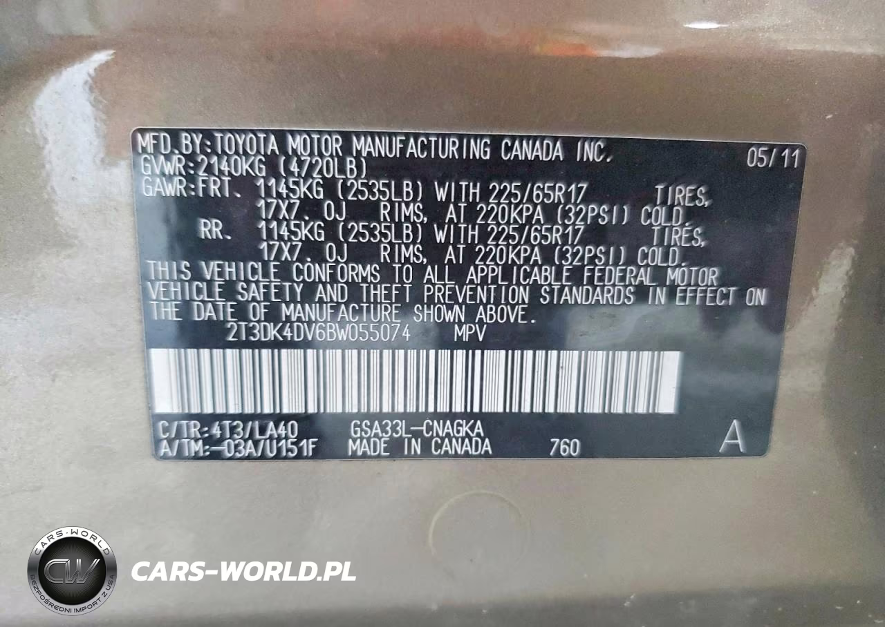 2011 Toyota Rav4 Limited VIN:2T3DK4DV6BW055074 - 14