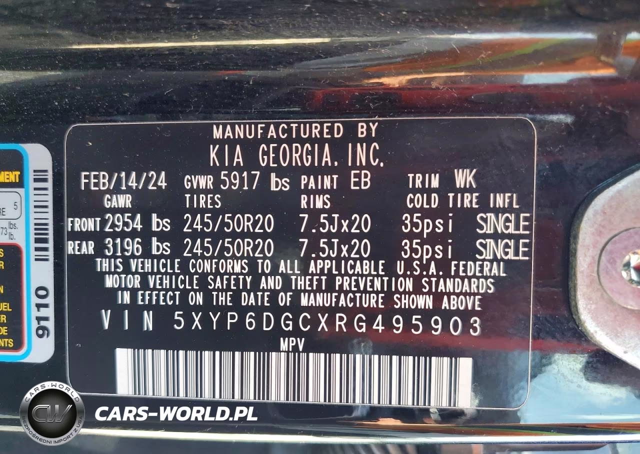 2024 Kia Telluride S VIN:5XYP6DGCXRG495903 - 14
