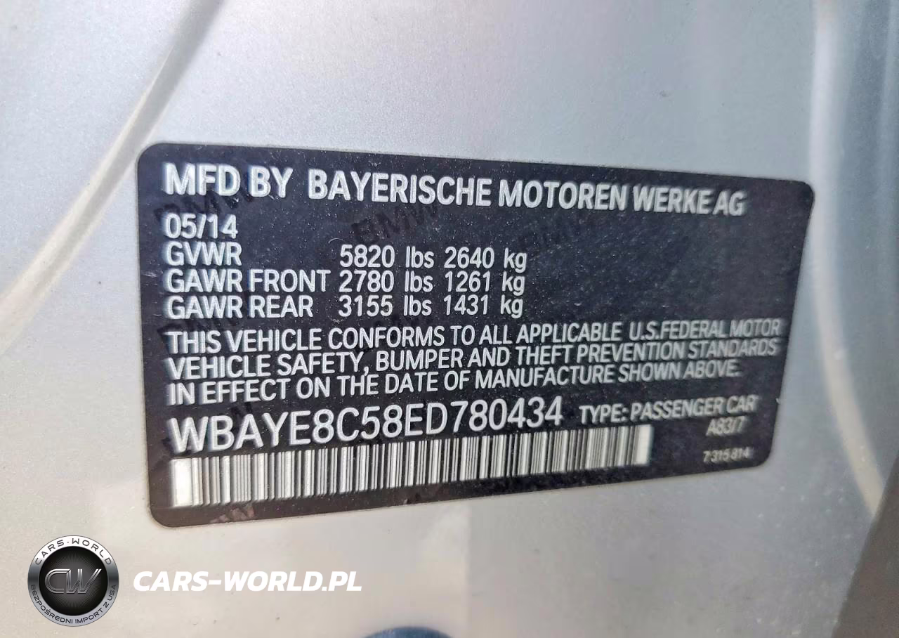 2014 BMW 750 Li VIN:WBAYE8C58ED780434 - 12