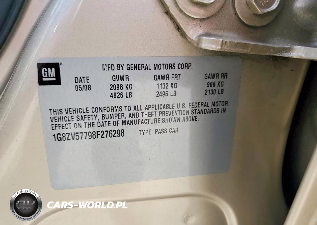 2008 Saturn Aura Xr VIN:1G8ZV57798F276298 - 12