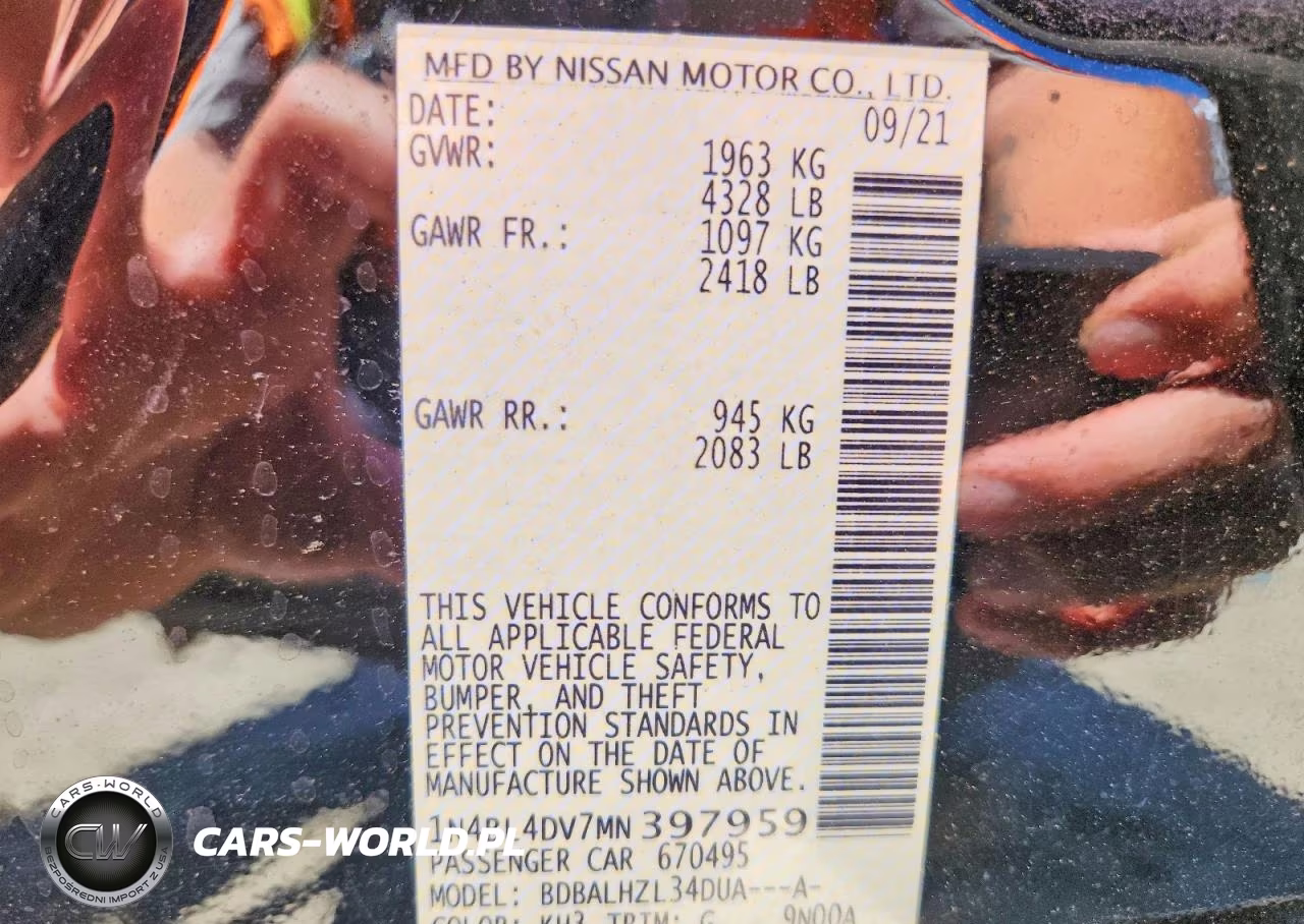 2021 Nissan Altima Sv VIN:1N4BL4DV7MN397959 - 12