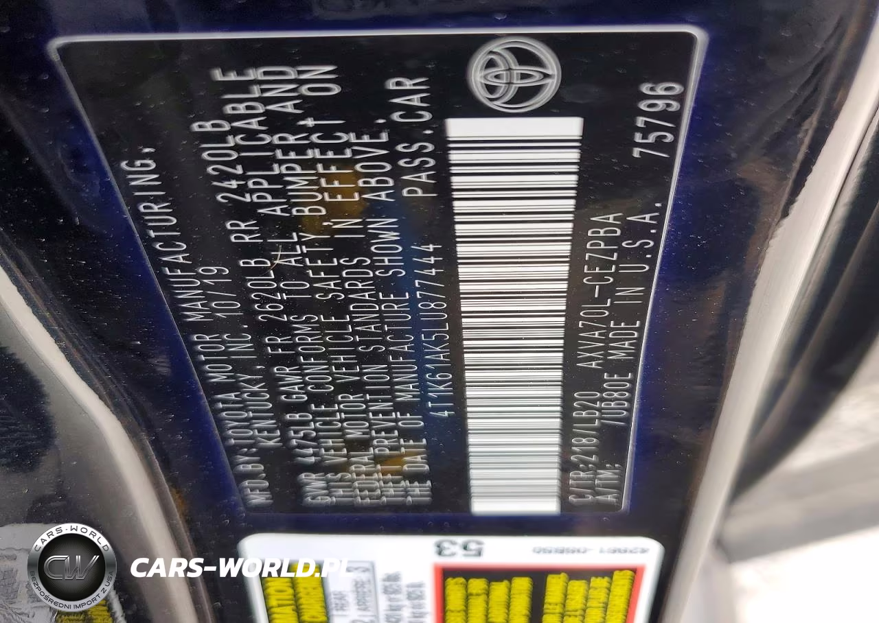 2020 Toyota Camry Xse VIN:4T1K61AK5LU877444 - 12