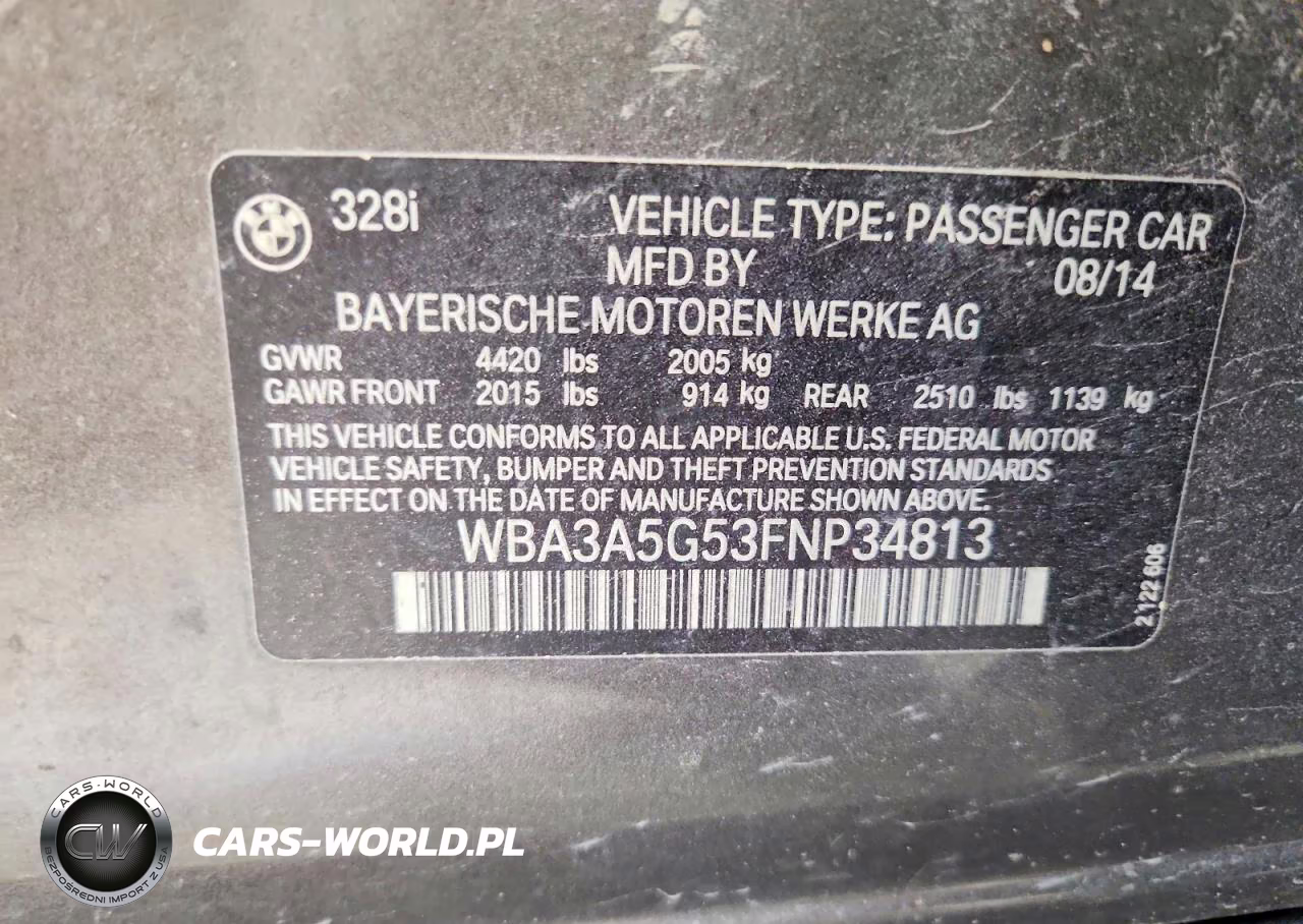 2015 BMW 328 I VIN:WBA3A5G53FNP34813 - 12