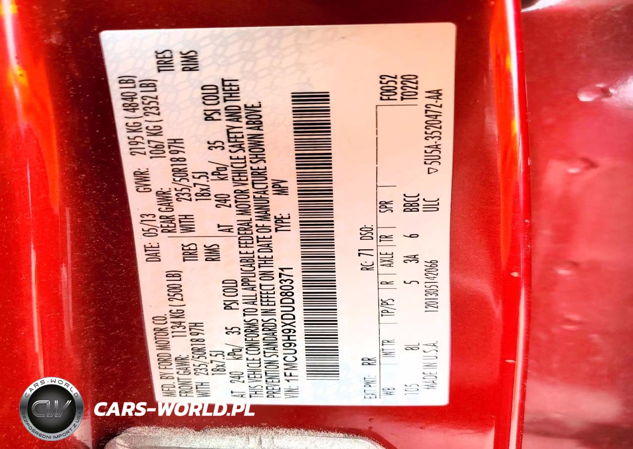 2013 Ford Escape Sel VIN:1FMCU9H9XDUD80371 - 13