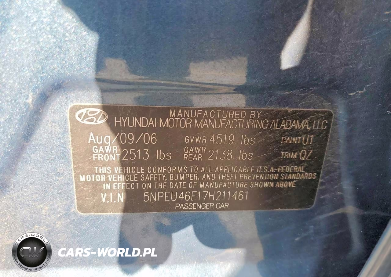 2007 Hyundai Sonata Se VIN:5NPEU46F17H211461 - 12