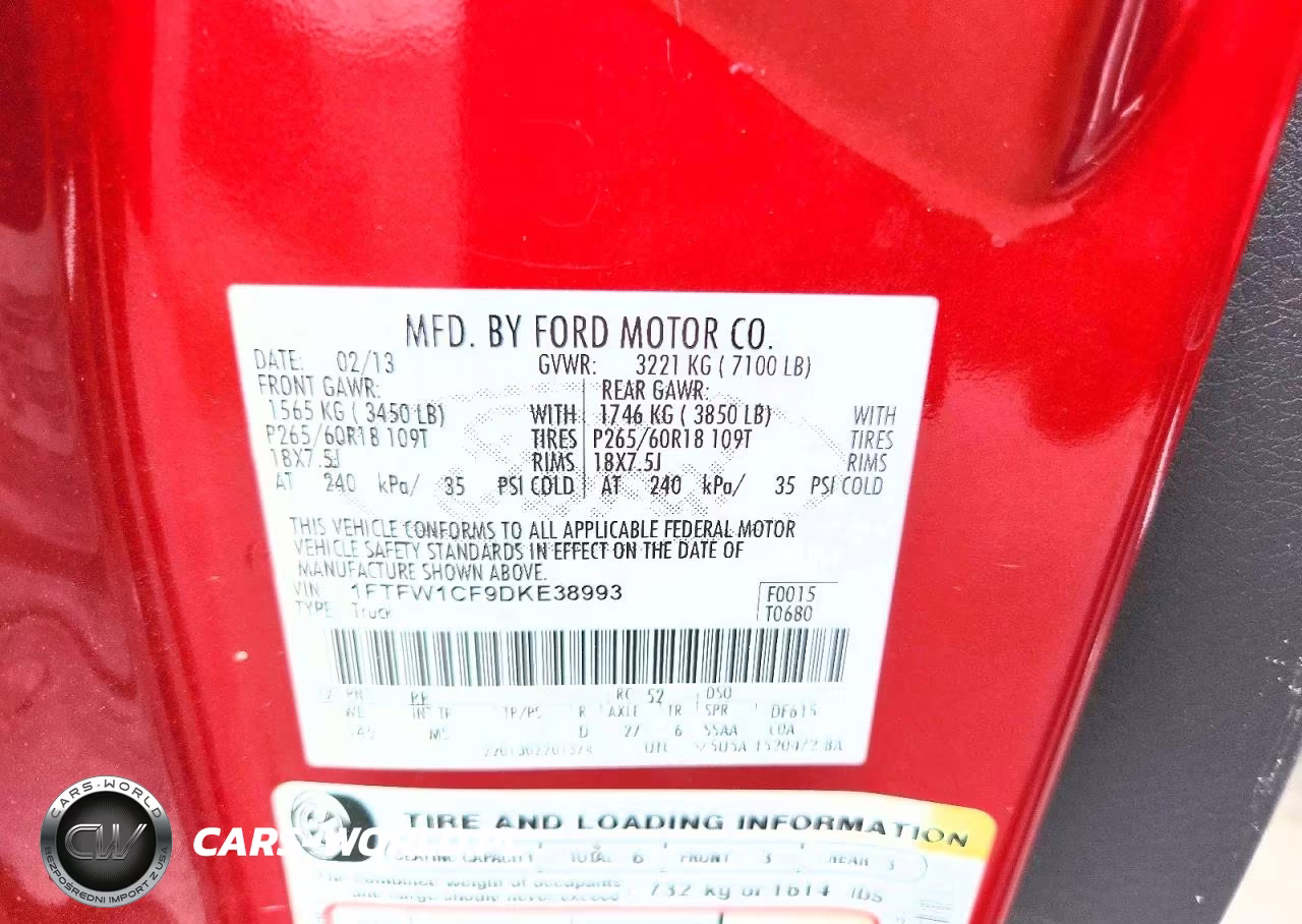 2013 Ford 150 VIN:1FTFW1CF9DKE38993 - 12