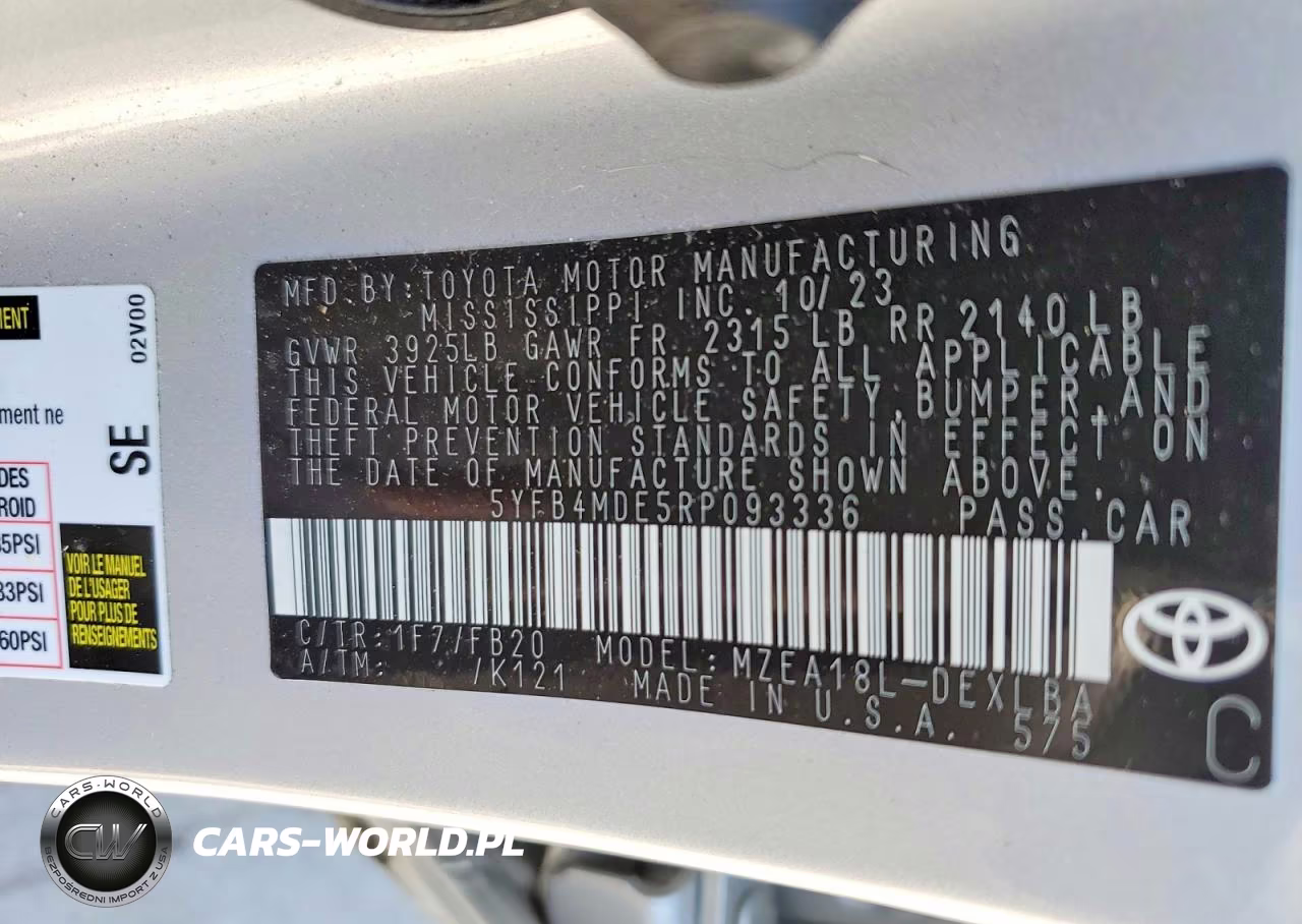 2024 Toyota Corolla Le VIN:5YFB4MDE5RP093336 - 12