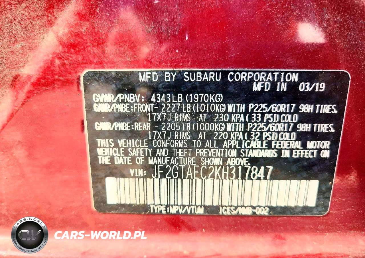 2019 Subaru Crosstrek Premium VIN:JF2GTAEC2KH317847 - 13