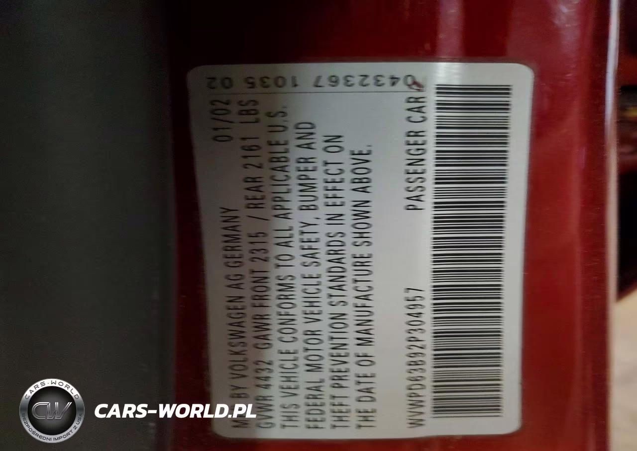 2002 Volkswagen Passat Gls VIN:WVWPD63B92P304957 - 12