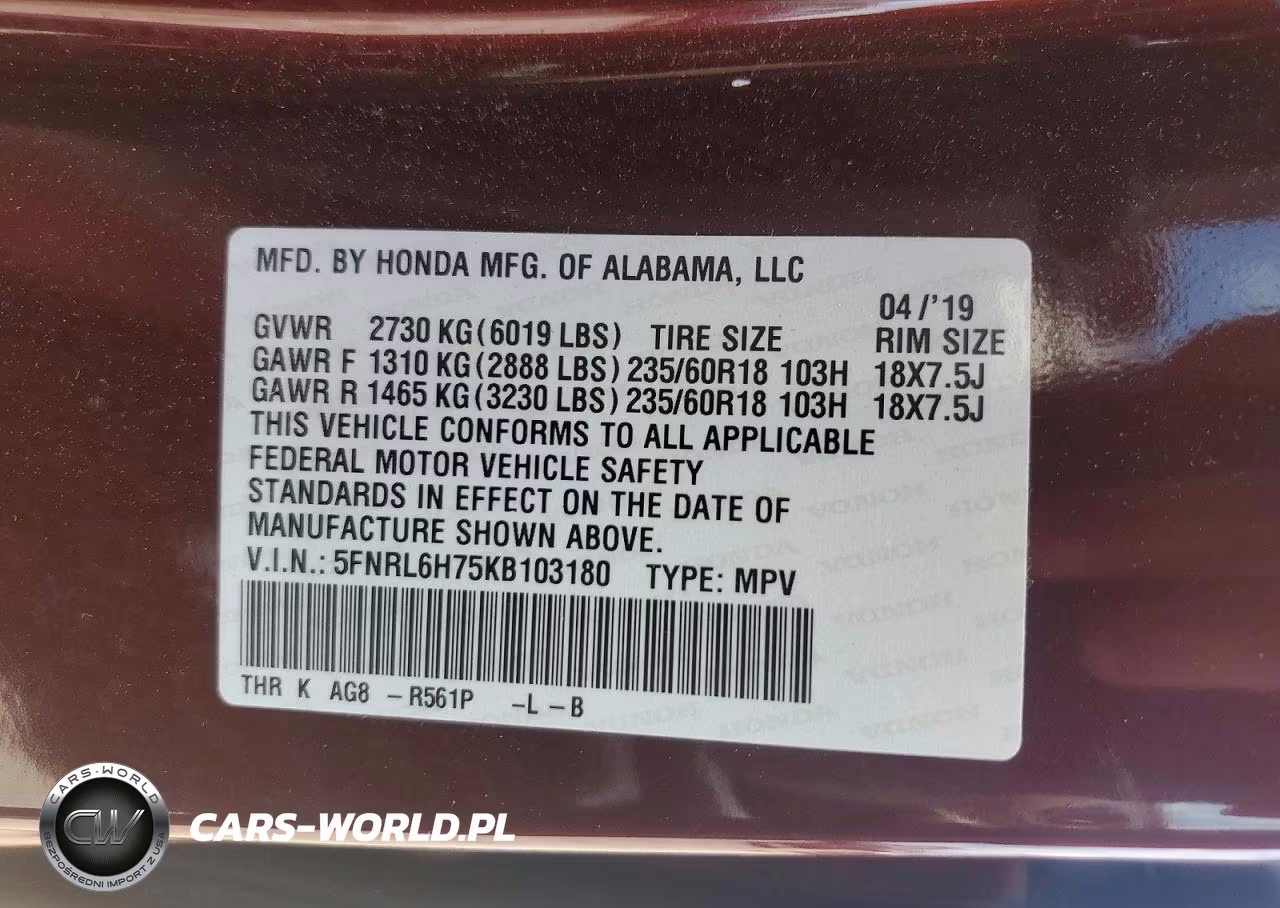 2019 Honda Odyssey Exl VIN:5FNRL6H75KB103180 - 13