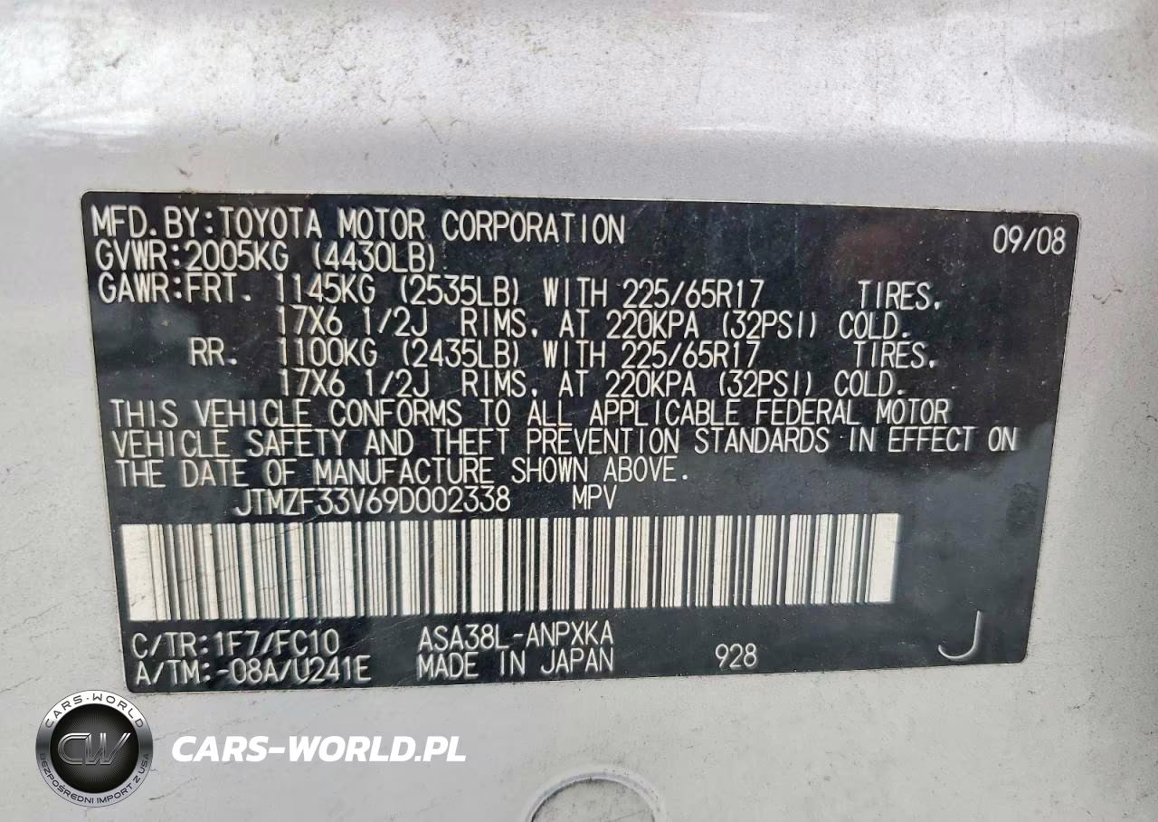 2009 Toyota Rav4 Base VIN:JTMZF33V69D002338 - 14