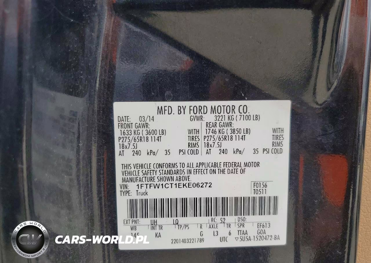 2014 Ford F150 Supercrew VIN:1FTFW1CT1EKE06272 - 12