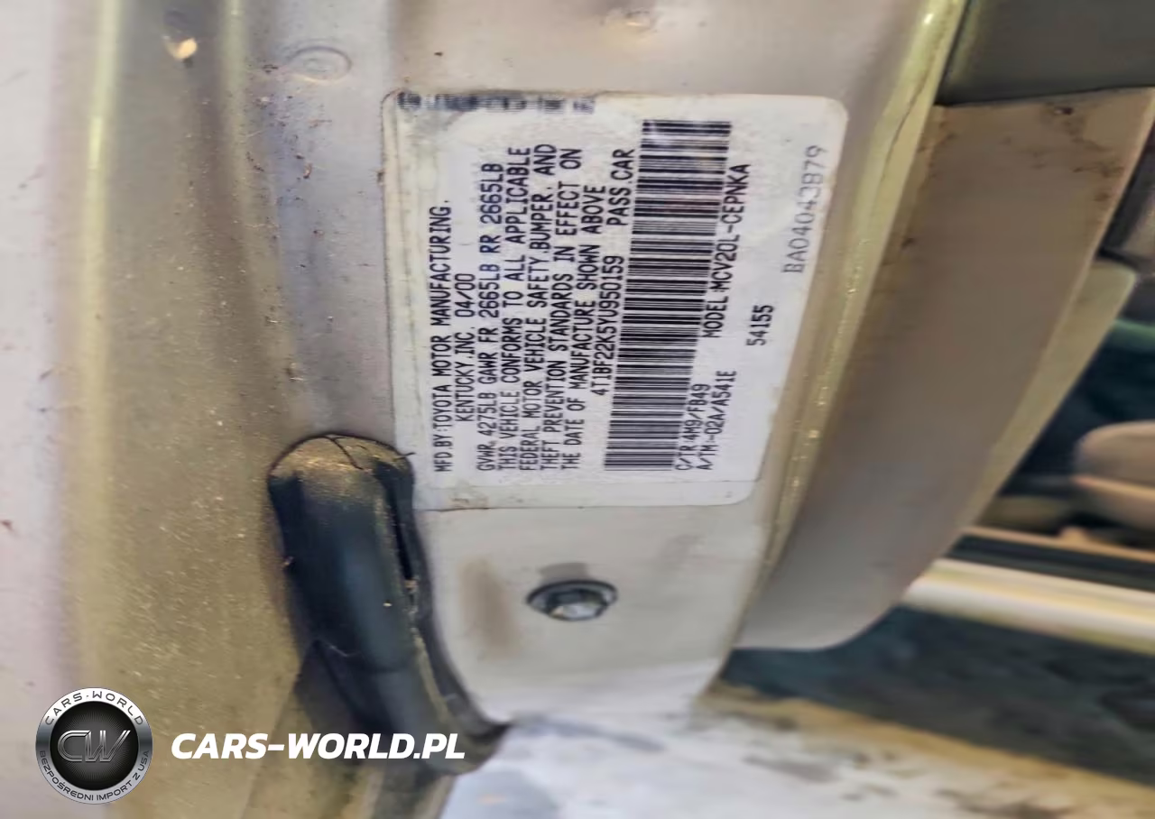 2000 Toyota Camry Le V6 VIN:4T1BF22K5YU950159 - 12