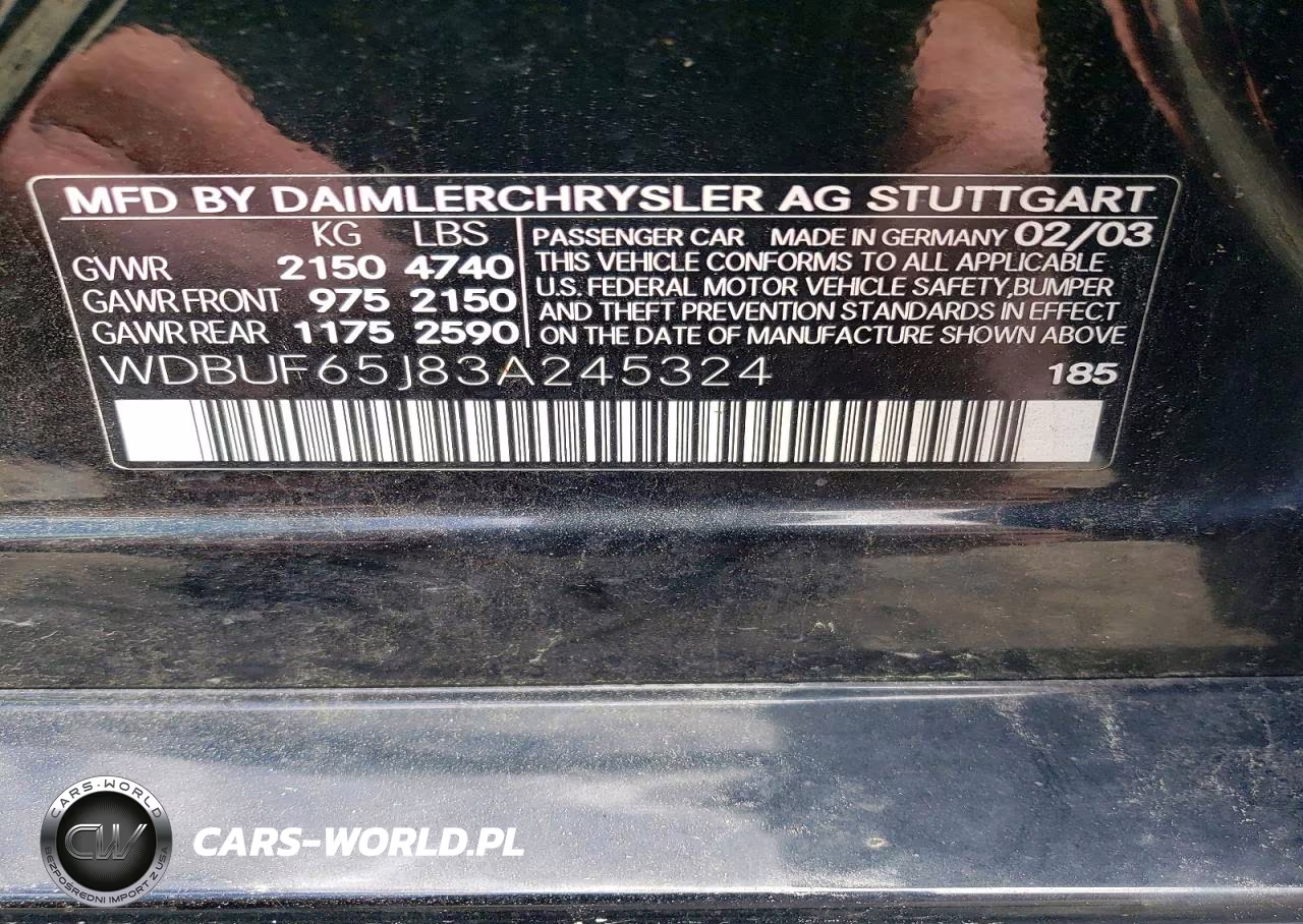 2003 Mercedes-Benz E 320 VIN:WDBUF65J83A245324 - 12