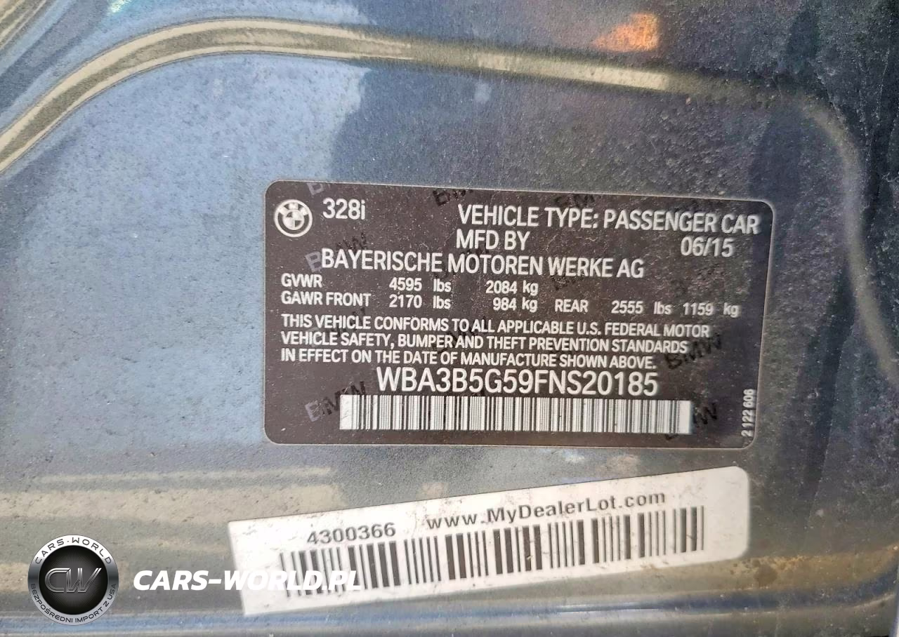 2015 BMW 328 Xi Sulev VIN:WBA3B5G59FNS20185 - 12