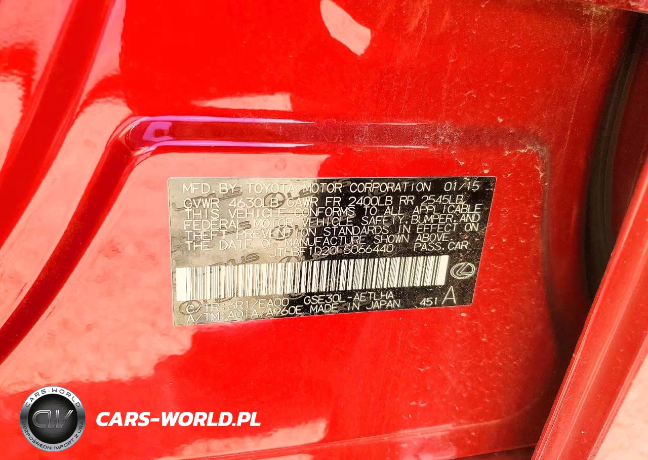 2015 Lexus Is 250 VIN:JTHBF1D20F5066440 - 12