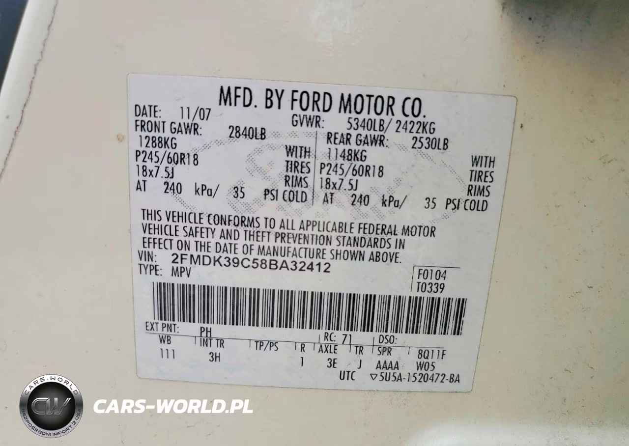 2008 Ford Edge Limited VIN:2FMDK39C58BA32412 - 12