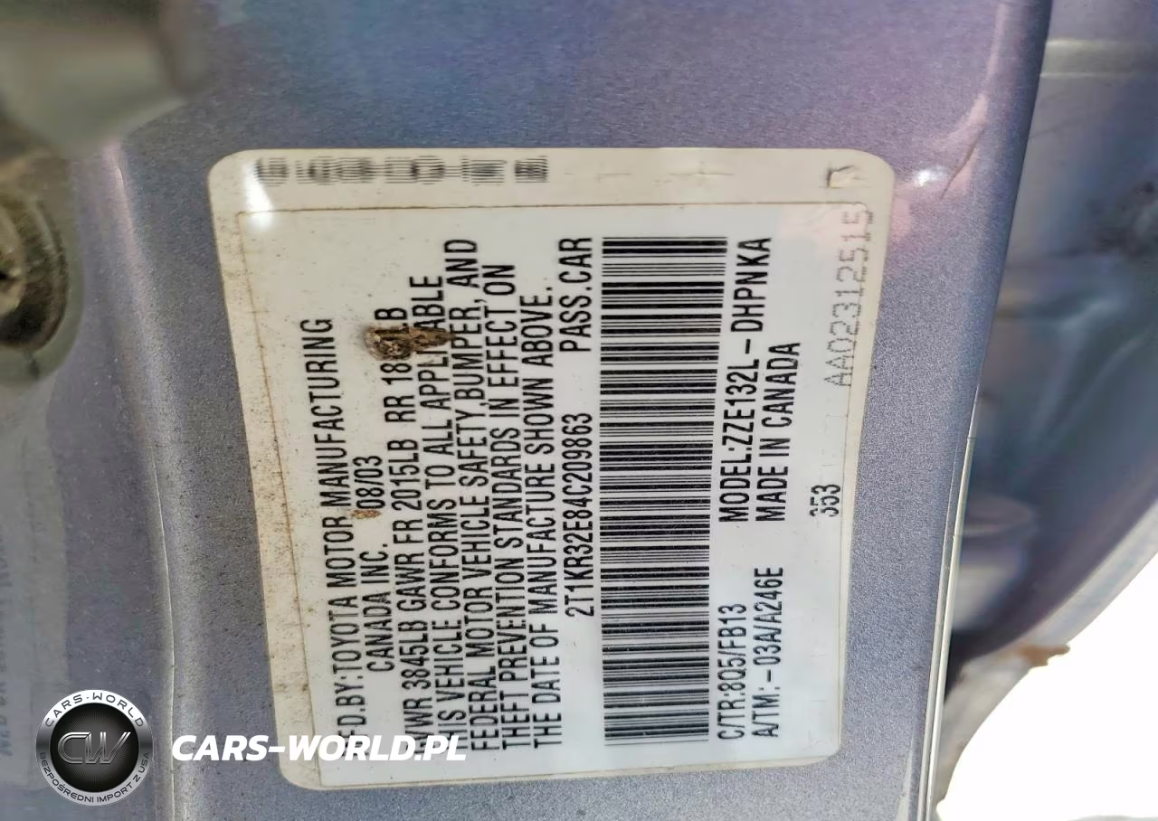 2004 Toyota Corolla Matrix Xr VIN:2T1KR32E84C209863 - 12