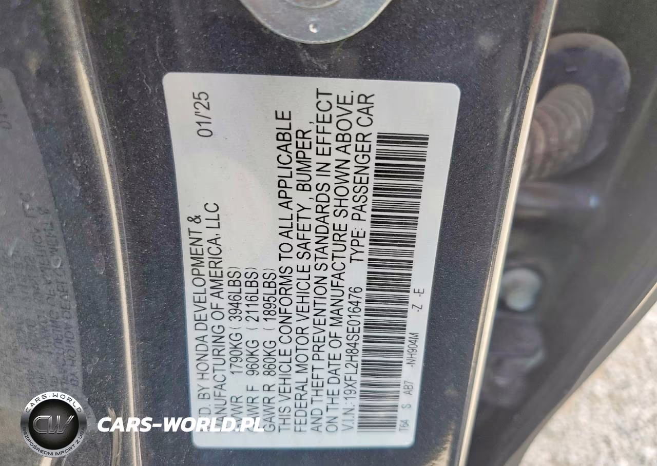 2025 Honda Civic Sport VIN:19XFL2H84SE016476 - 12