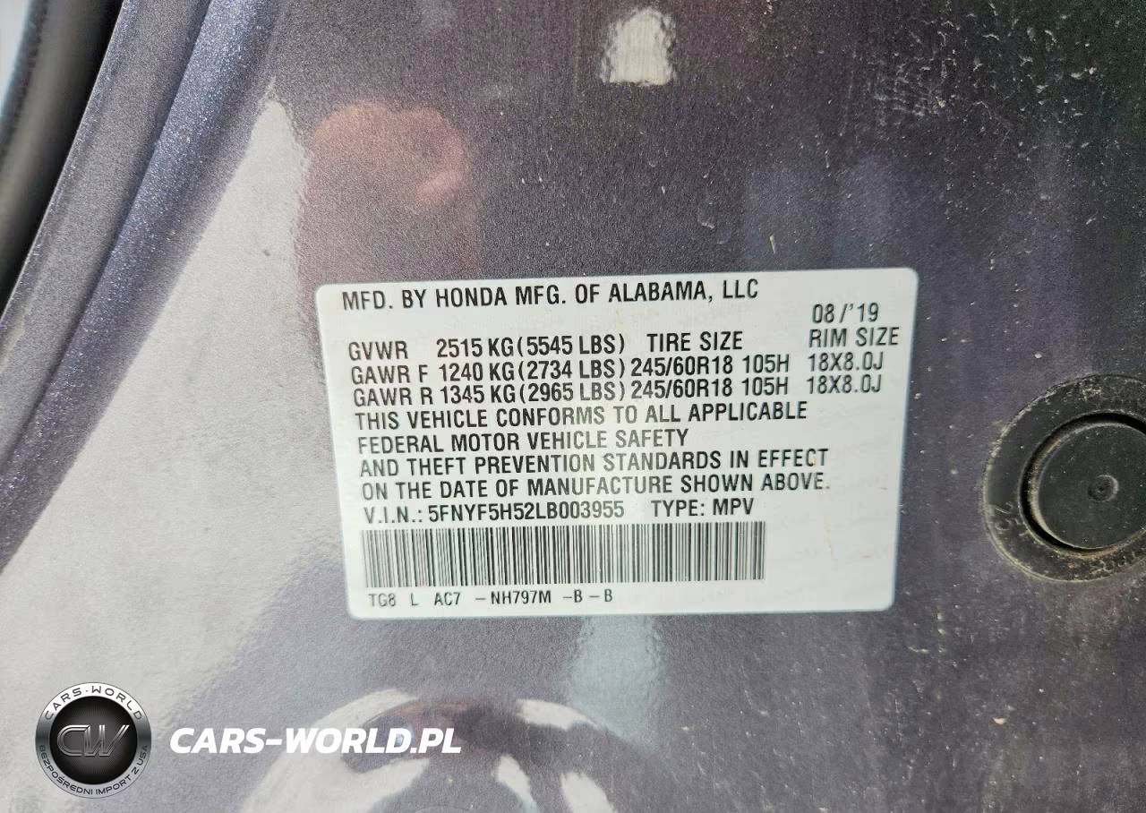 2020 Honda Pilot Exl VIN:5FNYF5H52LB003955 - 13