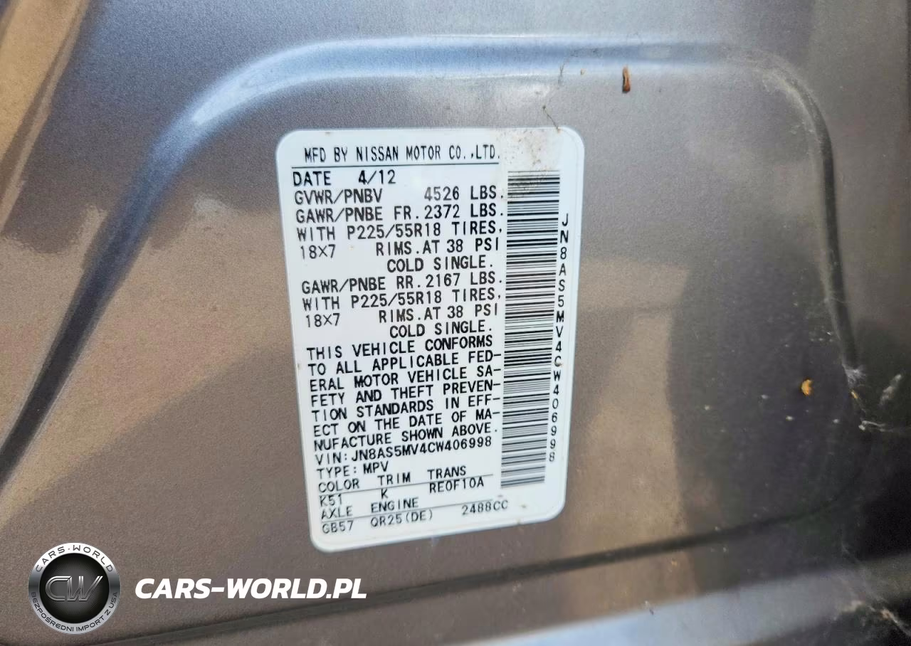 2012 Nissan Rogue S VIN:JN8AS5MV4CW406998 - 12