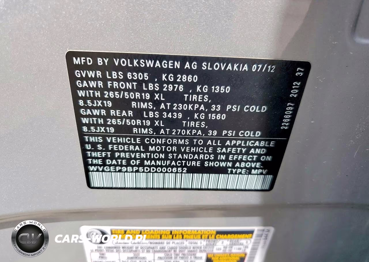 2013 Volkswagen Touareg V6 Tdi VIN:WVGEP9BP5DD000652 - 13