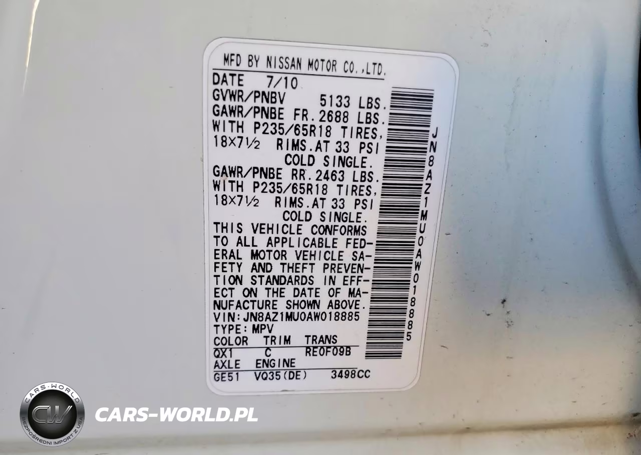 2010 Nissan Murano S VIN:JN8AZ1MU0AW018885 - 13