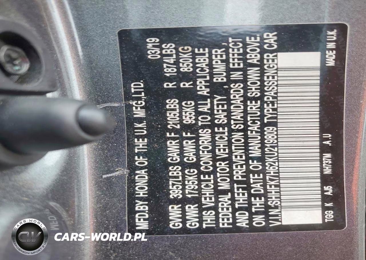 2019 Honda Civic Ex VIN:SHHFK7H62KU219809 - 12