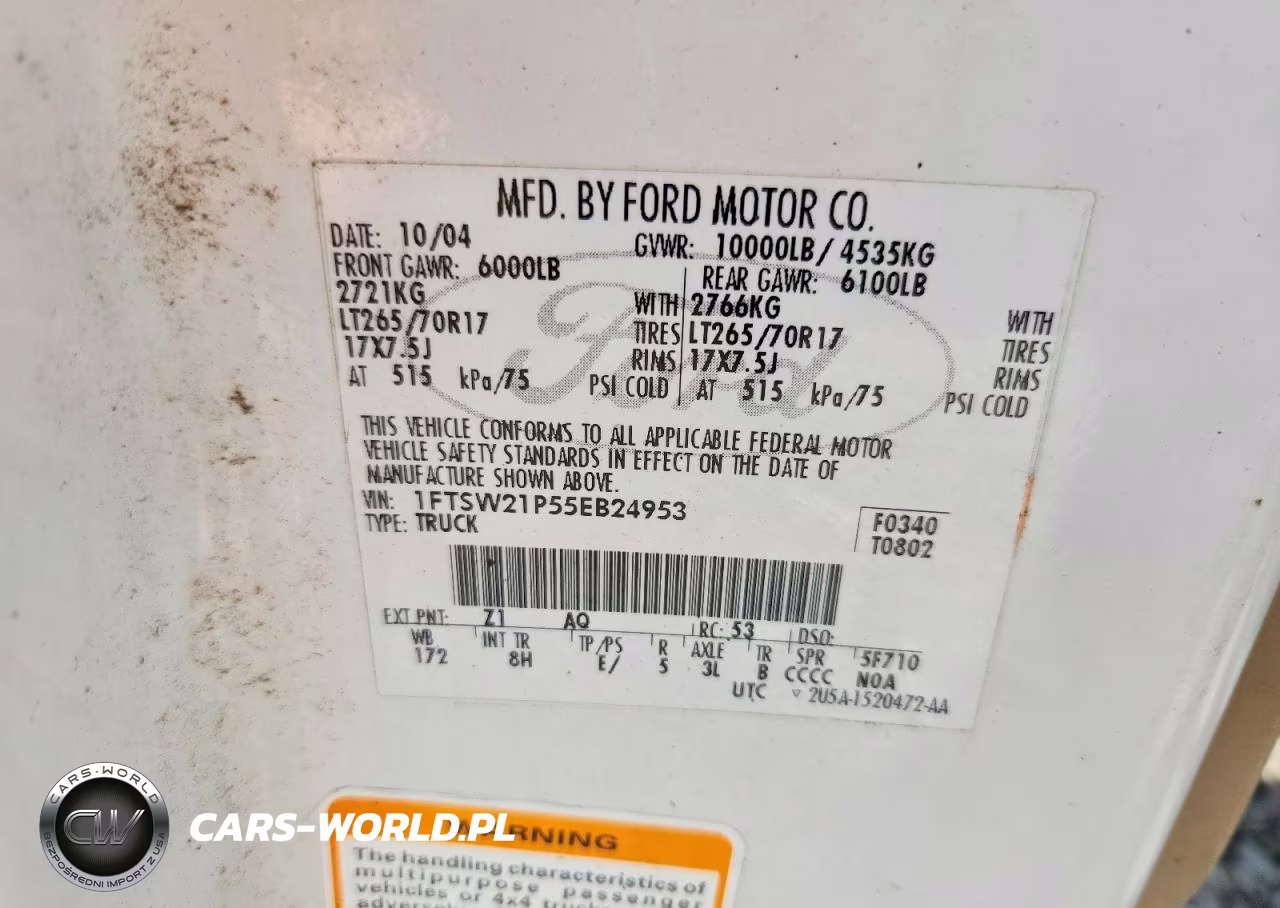 2005 Ford F250 Super Duty VIN:1FTSW21P55EB24953 - 13