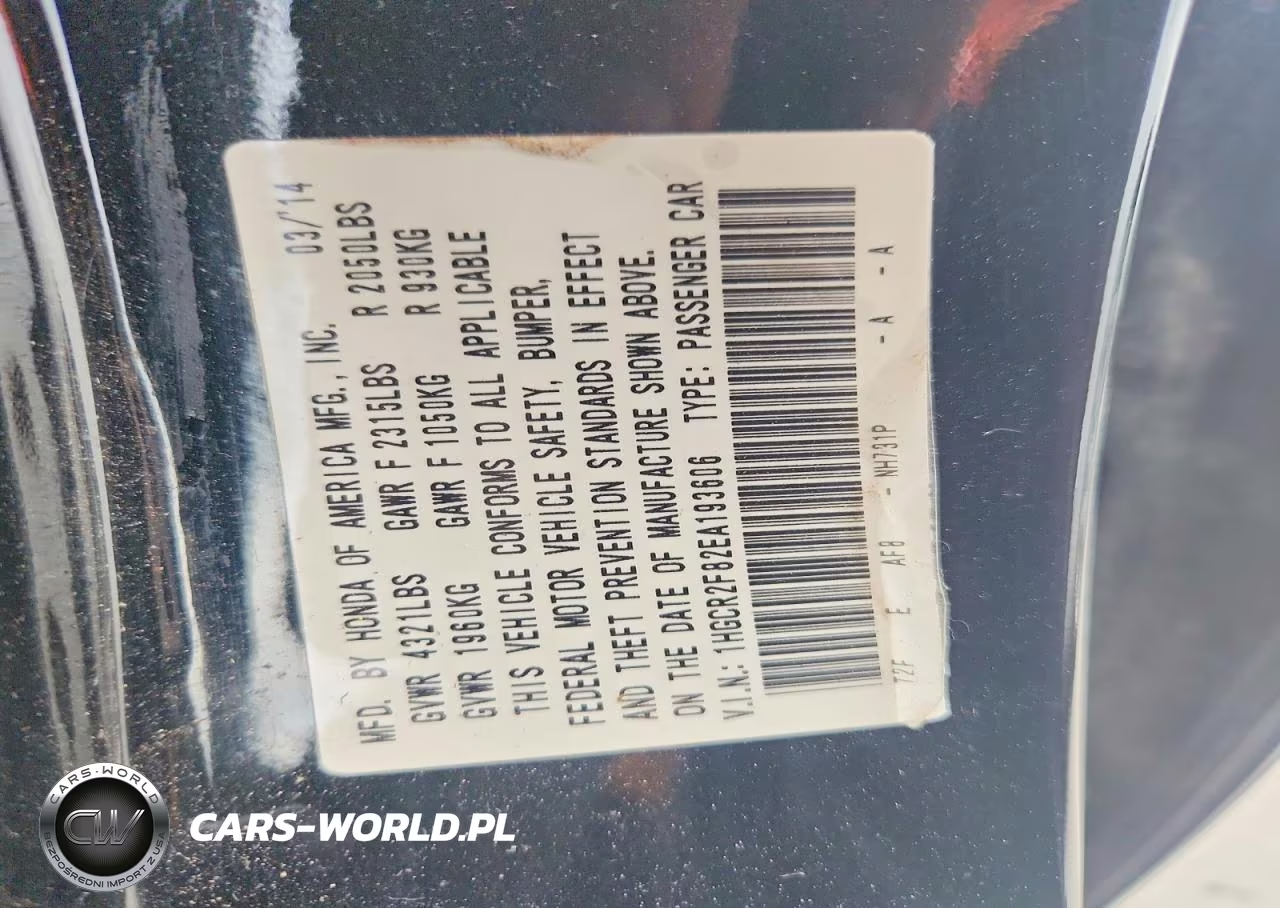 2014 Honda Accord Exl VIN:1HGCR2F82EA193606 - 12