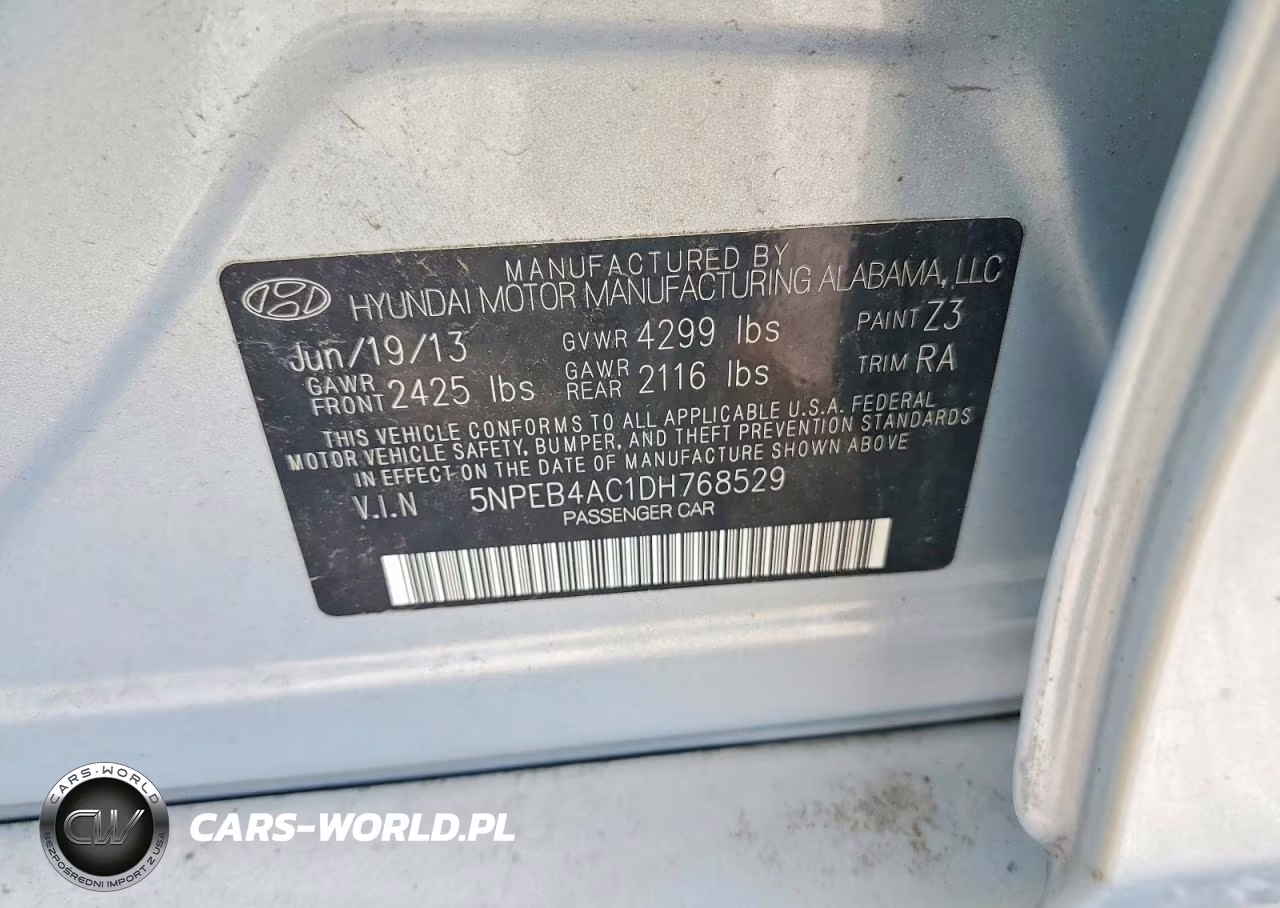 2013 Hyundai Sonata Gls VIN:5NPEB4AC1DH768529 - 12