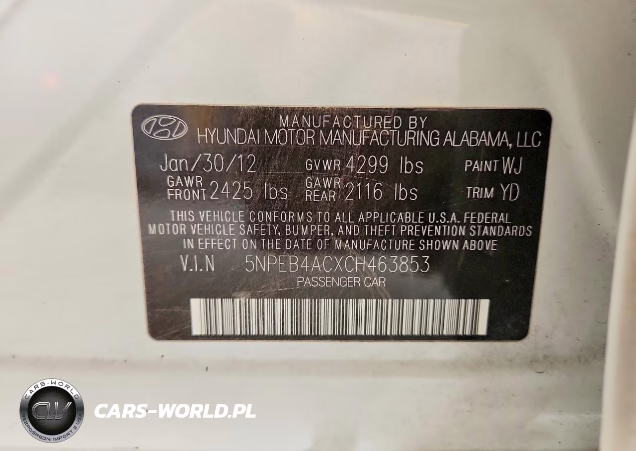 2012 Hyundai Sonata Gls VIN:5NPEB4ACXCH463853 - 12