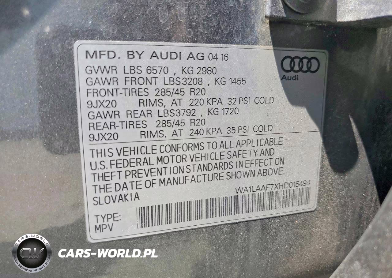 2017 Audi Q7 Premium Plus VIN:WA1LAAF7XHD015494 - 13