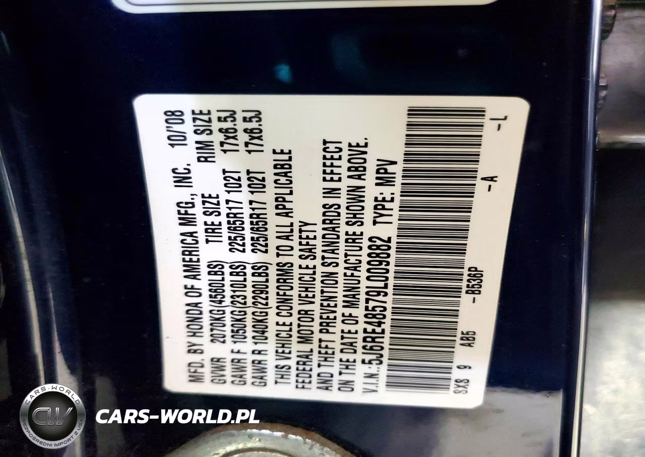 2009 Honda Crv Ex-L VIN:5J6RE48579L009882 - 13