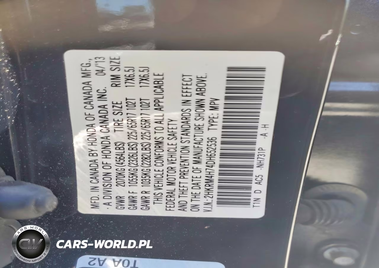 2013 Honda Cr-V Exl VIN:2HKRM4H74DH652536 - 13