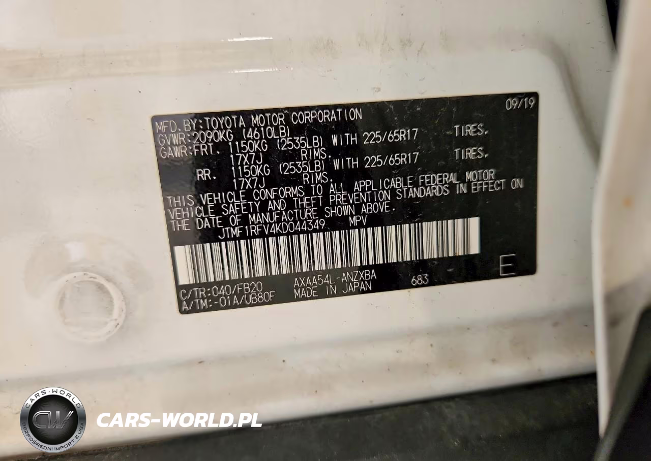 2019 Toyota Rav4 Le VIN:JTMF1RFV4KD044349 - 13
