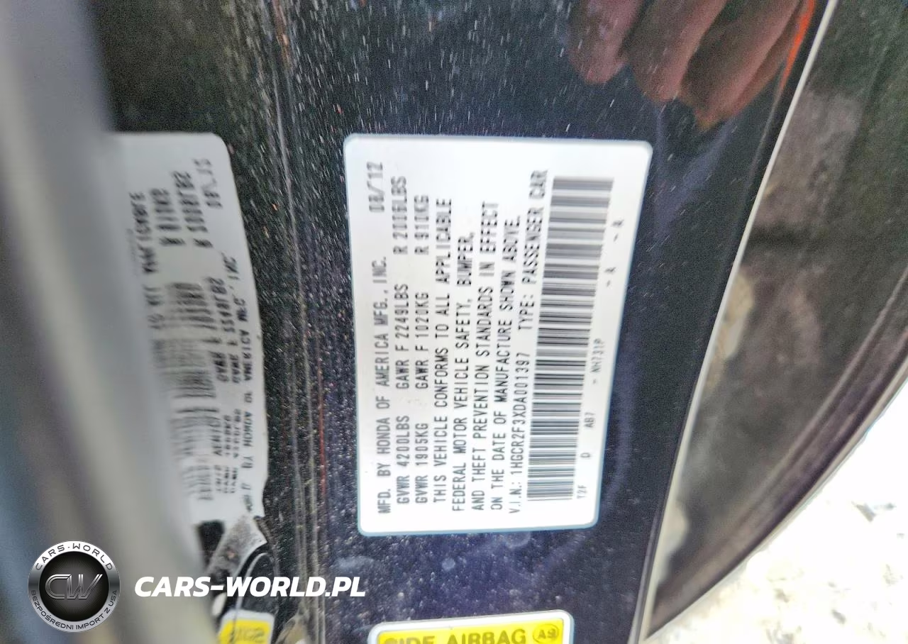 2013 Honda Accord Lx VIN:1HGCR2F3XDA001397 - 12